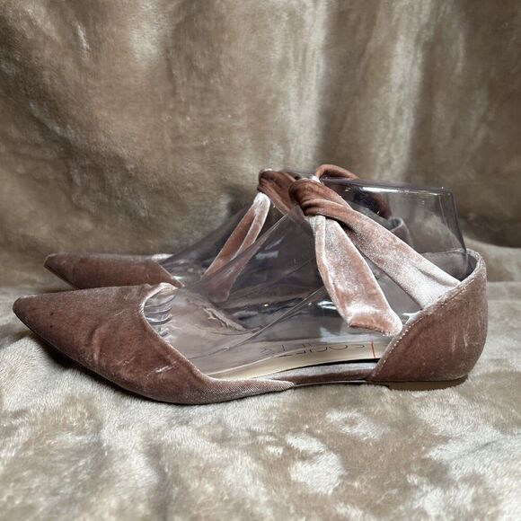 Sole Society So-Teena Pink Blush Velvet Flats With Ribbon Tie Women's Size‎ 7M - Picture 3 of 8